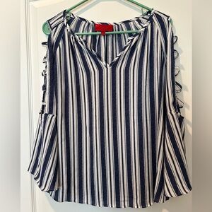 Jennifer Lopez Striped Navy and White Women's Size Medium Top